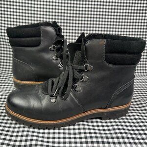 G.H. BASS Nadine Boots Lug Hiking Black Leather Mountaineer Gorpcore Women's 9